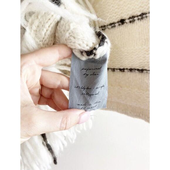 Raquel Allegra Striped Knit Fringe Alpaca Sweater Small - Picture 7 of 8